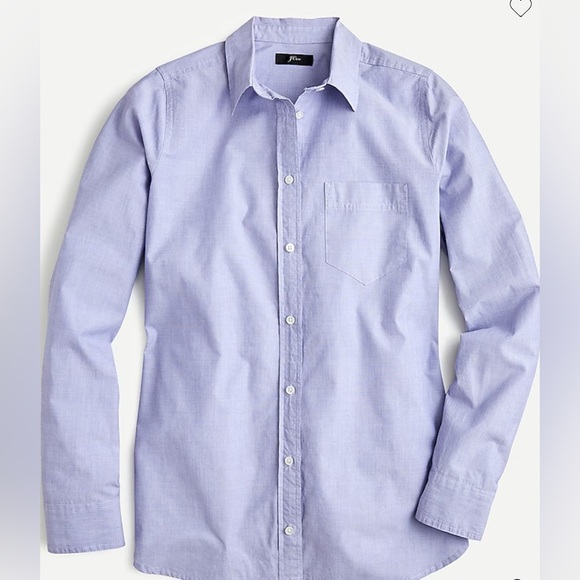 J.CREW Classic Fit Boy Shirt in End-on-End Cotton Women Blue 0 NEW.   132 - Picture 1 of 4